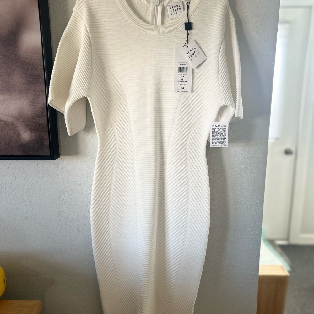 Herve Leger Paris Women's White Dress NWT